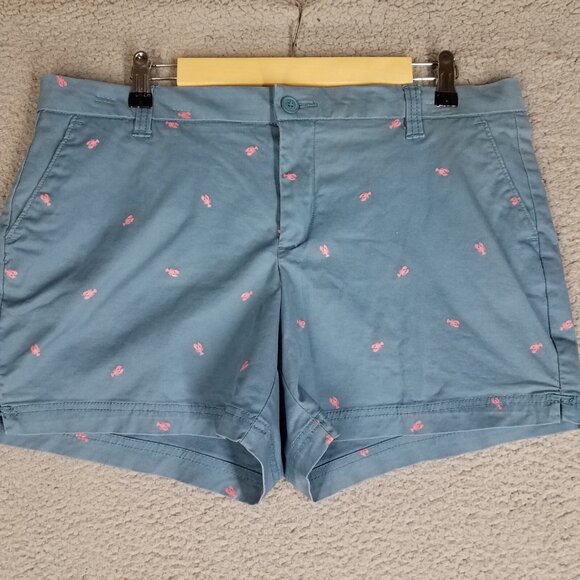 Lot Magellan Chino Shorts Women's 14 Lobsters & Texas Flag 4" Casual Summer Blue - Picture 2 of 16